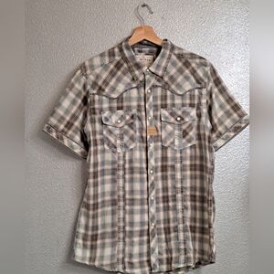 NWT BKE Vintage Western Plaid Short Sleeve Shirt   Size M
